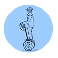 Drawing of a man on a Segway