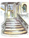 Drawing of a marble staircase in a palace
