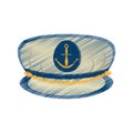 drawing marine cap captain board with anchor Royalty Free Stock Photo