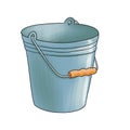 drawing metal bucket at white background