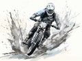 Mountain bike water jump in hand-drawn style Royalty Free Stock Photo