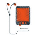 Drawing mp3 device play music earphones