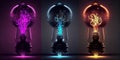 Drawing multicolored vintage light bulbs set Generative AI