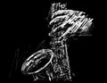 Drawing of the musician plays saxophone hand draw