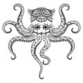 Drawing octopus zentangle design for coloring book for adult,tattoo, t shirt design and so on