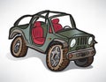 Drawing off-road vehicle jeep khaki