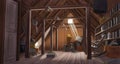 Drawing of an old house attic Royalty Free Stock Photo