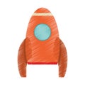 drawing orange rocket space travel Royalty Free Stock Photo