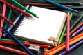 Drawing-pad and color pencils Royalty Free Stock Photo