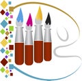Drawing paint brushes logo