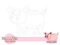 Drawing and Paint Cute Cartoon Pig. Educational Game for Kids. Vector Illustration With Cartoon Style Funny Animal Royalty Free Stock Photo