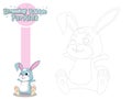 Drawing and Paint Cute Cartoon Rabbit. Educational Game for Kids. Vector Illustration With Cartoon Style Funny Animal Royalty Free Stock Photo