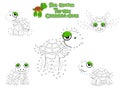 Drawing and Paint Cute Turtles Cartoon Set. Educational Game for Kids. Vector illustration With Cartoon Happy Animal