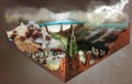 Drawing painting fantasy dubai burj-khalifa map apocalypse water rain maintain cliff desert