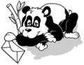 Drawing of a Panda Bear Lying on the Ground with a Love Letter