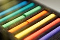 drawing with pastels. Multi-colored pastel pieces in a package