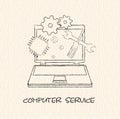 Drawing a pencil on paper a symbol of computer service Royalty Free Stock Photo