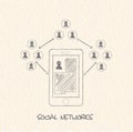 Drawing pencil scheme of social networks communication people Internet
