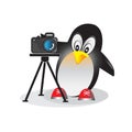 Drawing of penguin with camera.