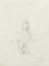 Drawing of phoenix, hand drawing on old paper. Royalty Free Stock Photo