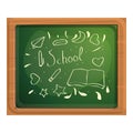 Drawing pictures chalkboard icon, cartoon style