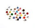 Drawing pins thumb tacks in many colors Royalty Free Stock Photo