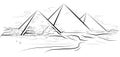 Drawing piramids and desert in Giza, Egypt Royalty Free Stock Photo