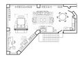 Drawing with the placement of furniture. Floor plan top view Royalty Free Stock Photo