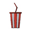 Drawing plastic cup soda with straw drink american football