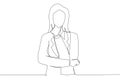 Drawing of pleased asian business woman crossed arms.