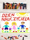 Drawing: Polish words TEACHER`S DAY