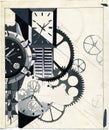 Drawing poster on the theme of mechanical wristwatches.