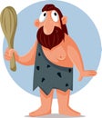 Funny Cartoon Caveman Holding a Bat