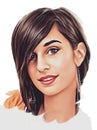 Drawing of a pretty brunette woman Royalty Free Stock Photo