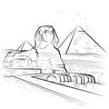 Drawing pyramids and Sphinx in Giza, Egypt