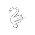 Drawing question mark eye, swan, bird vector illustration hand drawn Royalty Free Stock Photo