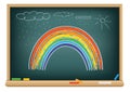 Drawing rainbow by a chalk Royalty Free Stock Photo