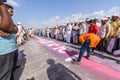 Drawing rangoli where the first ubha ringan event is going to be held