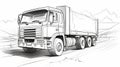 Minimalistic Cartoon Truck Sketch With Sharp Perspective Angles