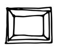 drawing of a rectangular photo frame. an isolated element of a doodle-style frame made of slats with an empty space for