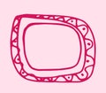 drawing rectangular pink frame. a frame with rounded corners with a texture of dots with a wavy line, an isolated pink Royalty Free Stock Photo