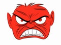 Red Angry Cartoon Face Emoji People in hand-drawn style Royalty Free Stock Photo