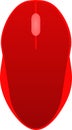 The drawing of a red computer mouse, a small hardware input device used by hand. Illustration, vector or cartoon.