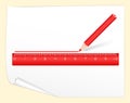 Drawing red line pencil rule