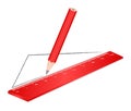 Drawing red ruler pencil Royalty Free Stock Photo