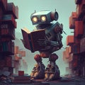 Drawing Robot Reading a Book Future Generative AI
