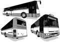 Drawing of a Set of Central European City Bus Royalty Free Stock Photo