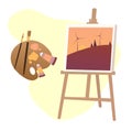 drawing set. easel, paints and brushes Royalty Free Stock Photo