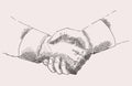 Drawing Shake Hands Partnership Vector Sketch