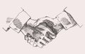 Drawing Shake Hands Partnership Vector Sketch